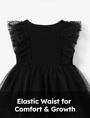 Miniatura 4 de PATPAT Vestido de tutú sin mangas de algodón para niña, vestido de encaje con volantes de malla