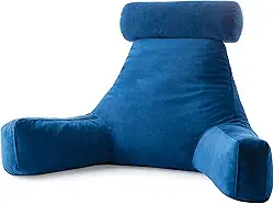 LINENSPA Travesseiro de leitura com espuma viscoelástica desfiada - travesseiro traseiro para sentar na cama, ler, jogar, assistir TV - Travesseiro de cadeira de cama com braços