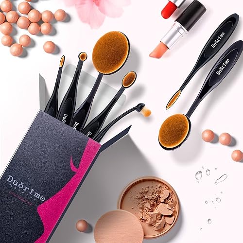 Miniatura 2 de Set de cepillos ovalados para maquillaje Duorime, 7 piezas, cepillo de dientes para maquillaje, para crema, contorno, polvo, corrector, delineador,