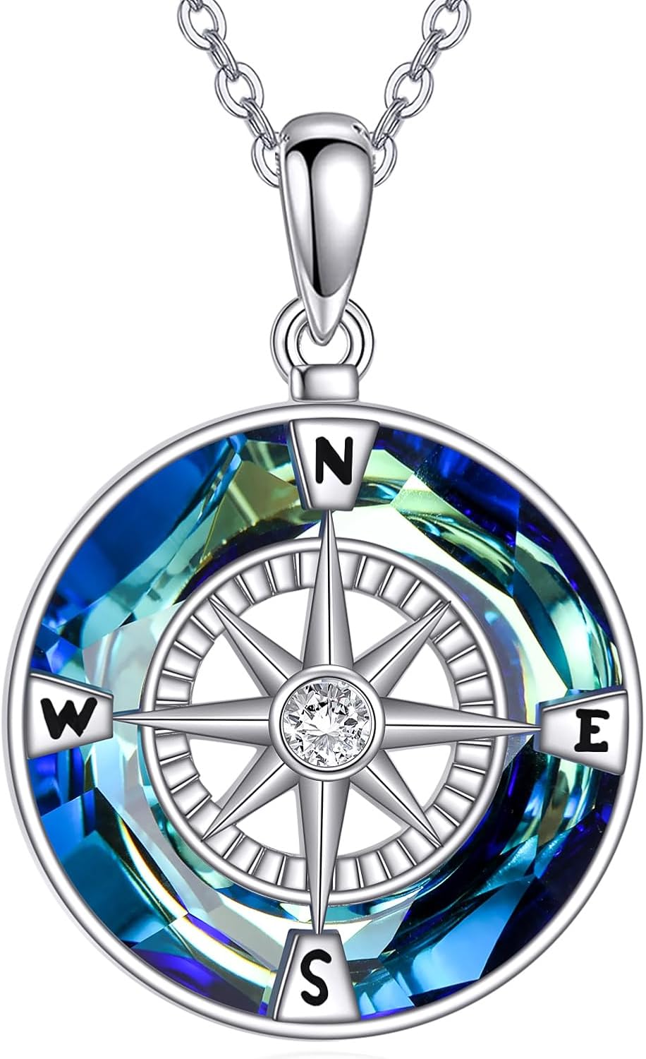 Turtle/Black Cat/Compass Necklace Sterling Silver Crystal Pendant Necklaces Cute Animal Jewerly for Women Mom