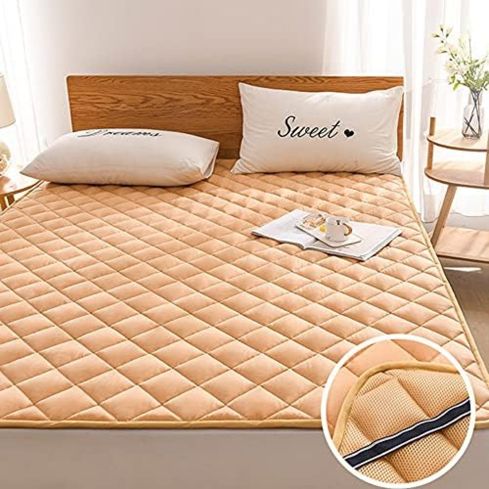 Materasso per Pavimento Sottile, Materasso Pieghevole Arrotolabile, Materasso da Campeggio Portatile per Tappetino Tatami, Materasso A Doppio Uso Giapponese in Puro Colore,C,180x200 Cm (70,8 * 78,7
