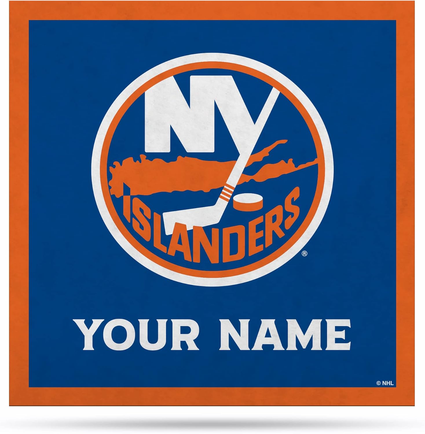 Rico Industries NHL Hockey New York Islanders Personalized 23" X 23" Felt Wall Banner - Sports Decor for Man Cave, Game Room, Office & Bedroom - Made in The USA