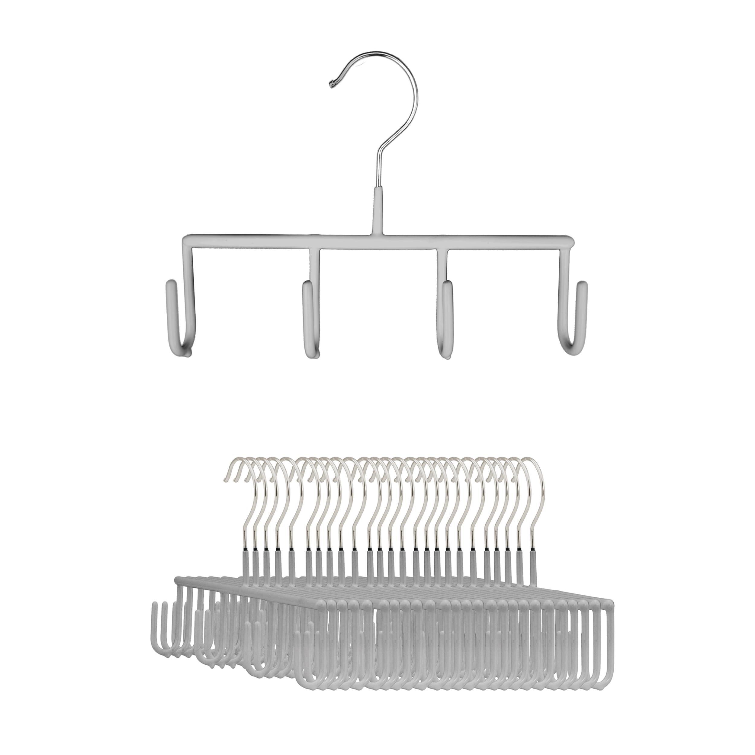 Mawa by Reston Lloyd Non Slip Space-Saving Belt/Accessory Hanger, Style Gh, Set of 25, Silver