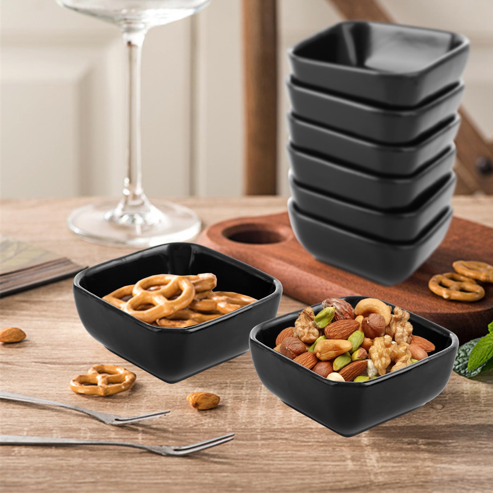 UIBFCWN 12 Pack Ceramic Dipping Bowls, 3 Inch Dipping Sauce Bowls/Dishes, 1.2 Oz Soy Sauce Dish, Asian Dipping Dishes For Ketchup, BBQ, Side Dish, Sushi, Condiments, Appetizer