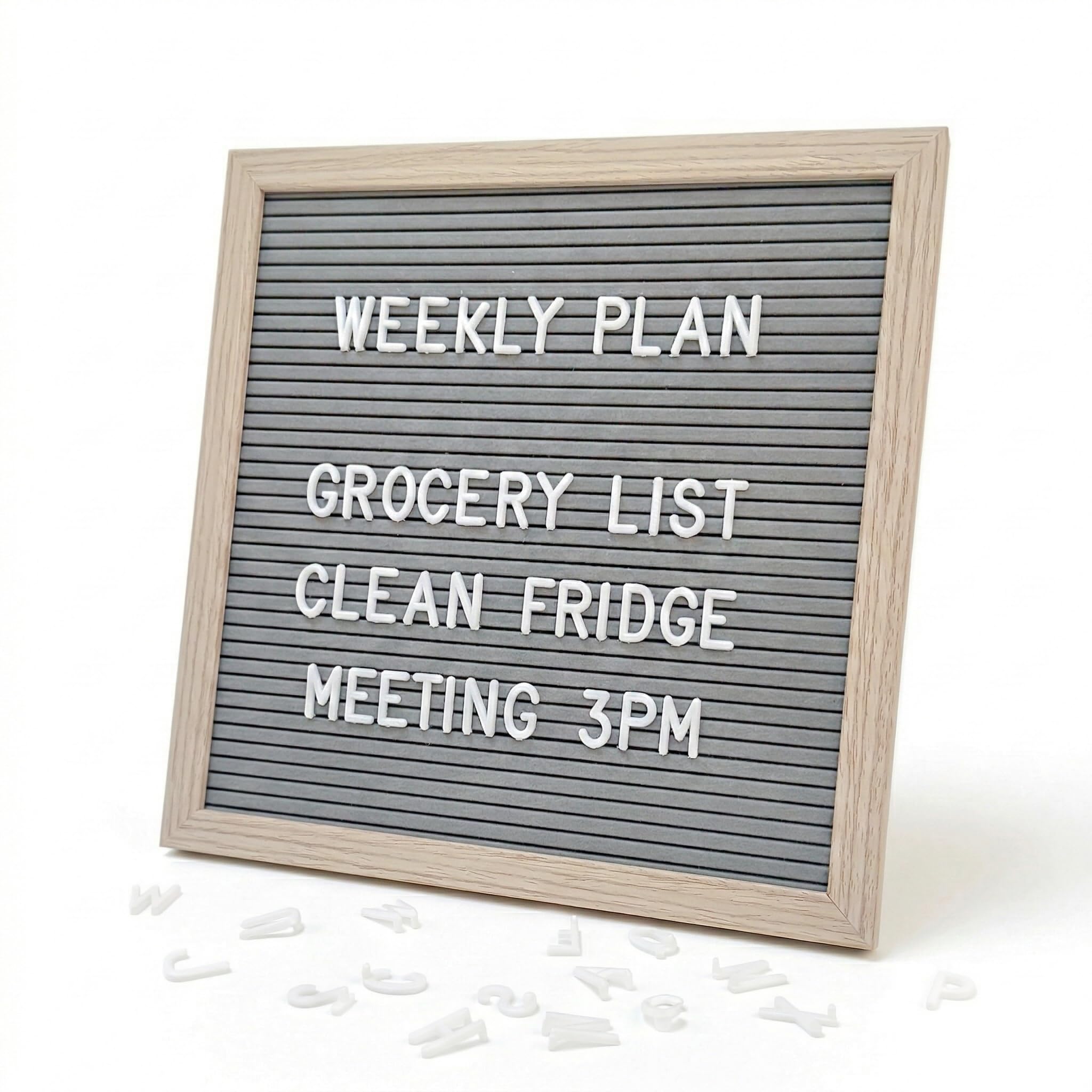 C CRYSTAL LEMON Letter Board by 317 Pre-cut Letters Numbers & Symbols, Felt Letter Board, 10x10 Inches, Changeable Wooden Message Board Sign, Wood Frame, Wall Mount, Free Standing(Gray)