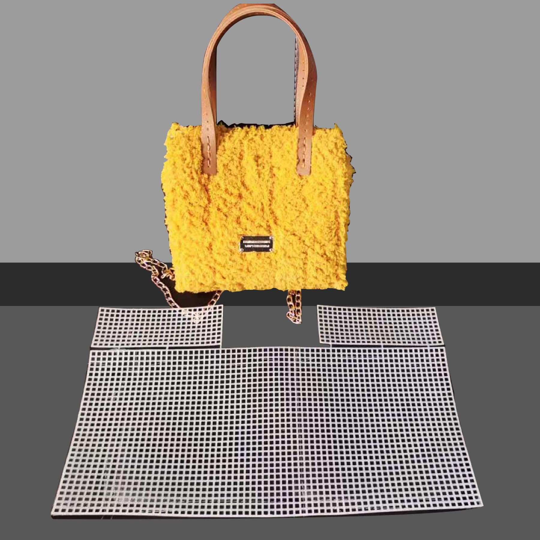 Allazone 39 PCS Clear Plastic Mesh Canvas Sheets for Embroidery Plastic Canvas Plastic Mesh Sheets with 2 Color Acrylic Yarn for DIY Sewing Bag - Image 3
