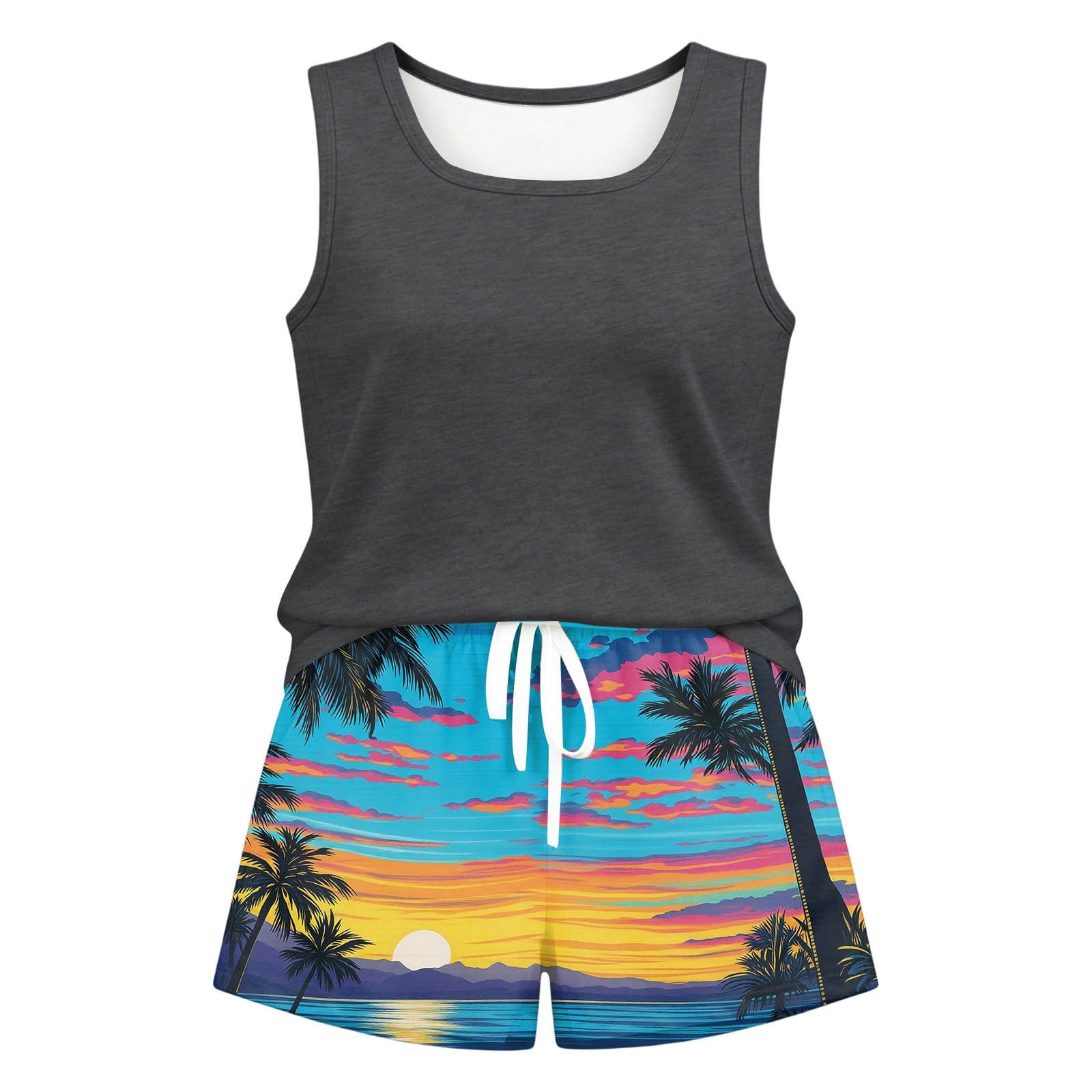 Lässiges/Sommerliches einfarbiges Tanktop und Shorts