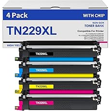 TN229XL TN229 Toner Cartridges Compatible for Brother MFC-l3720cdw MFC-l3780cdw MFC-l3280cdw HL-L3220cdw Printers (4 XL Pack)