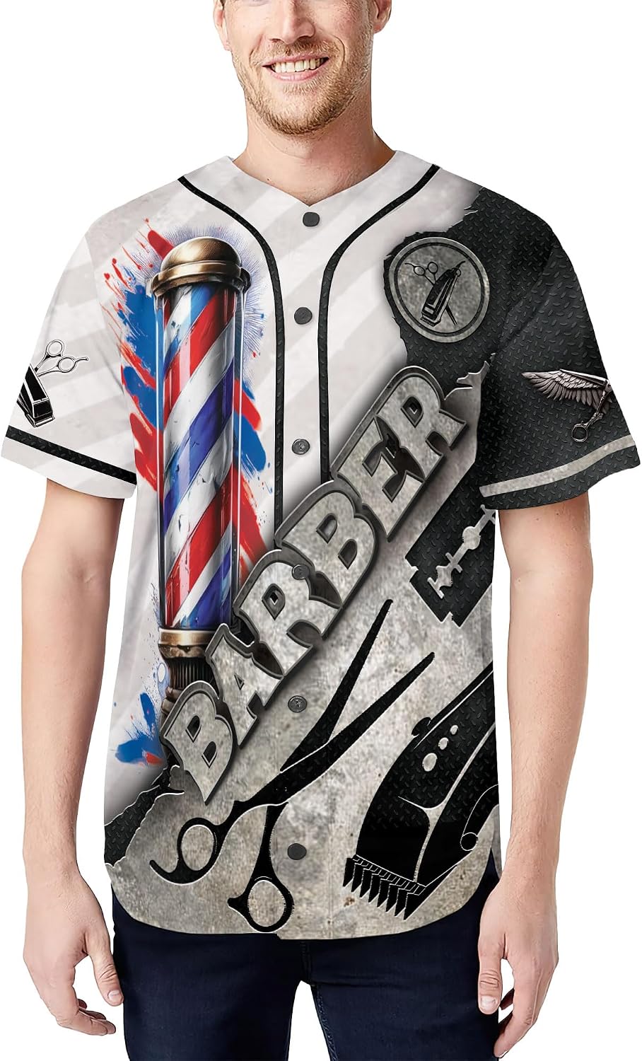 Barber Baseball Jersey, Vintage Barber Shirts for Men, Barbershop Gifts, Camisa De Barbero