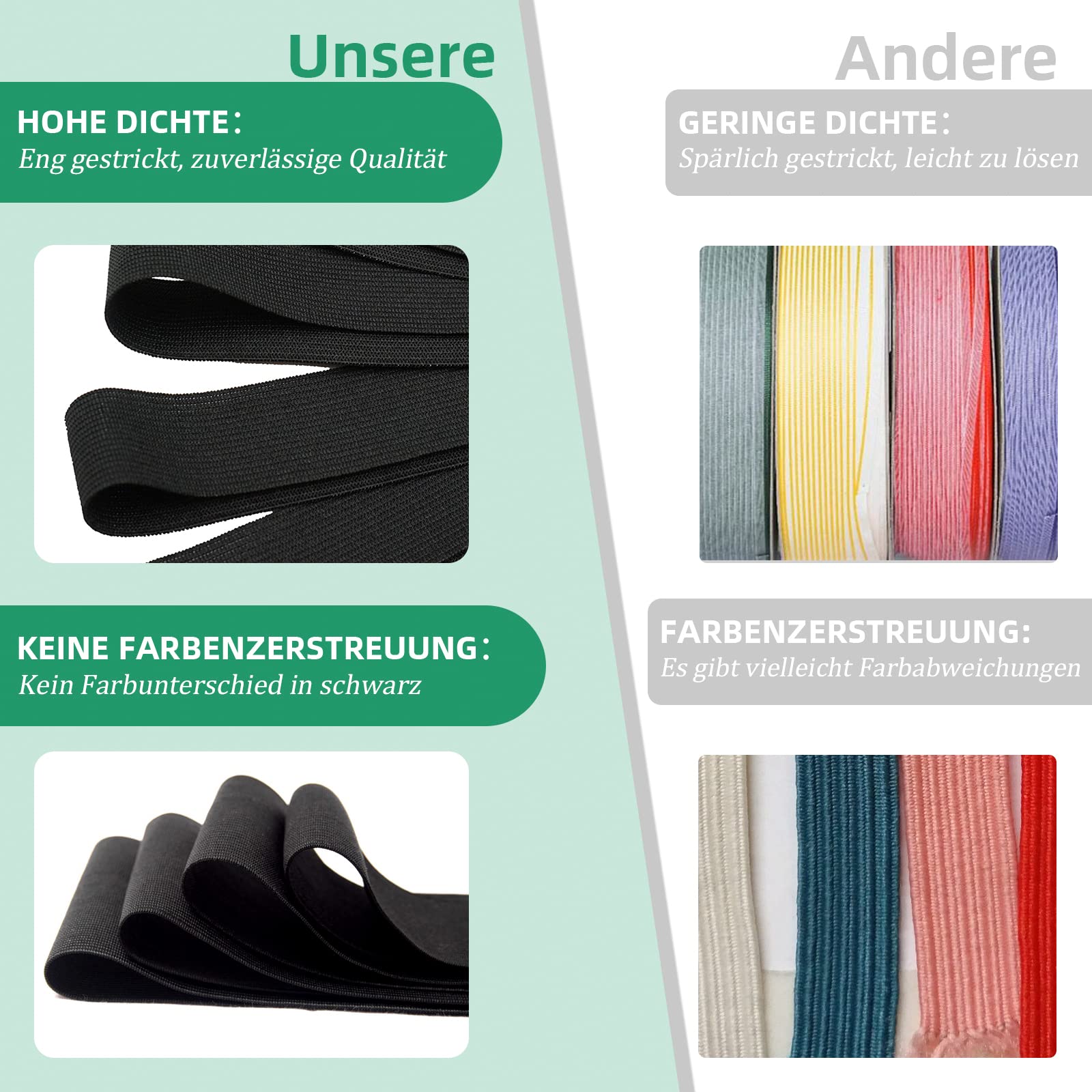 sinzau Nastro Elastico, 10 m Elastico per Cucire, Larghezza 30 mm, per Pantaloni, Cucito, Fai da Te a Mano, Nero