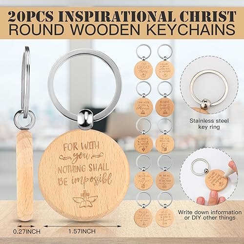 Miniatura 4 de Yeaqee Christian Gifts - Bolígrafo retráctil de bambú, versículo de la Biblia, cuaderno inspirador, llavero de bolsas de organza para mujeres y