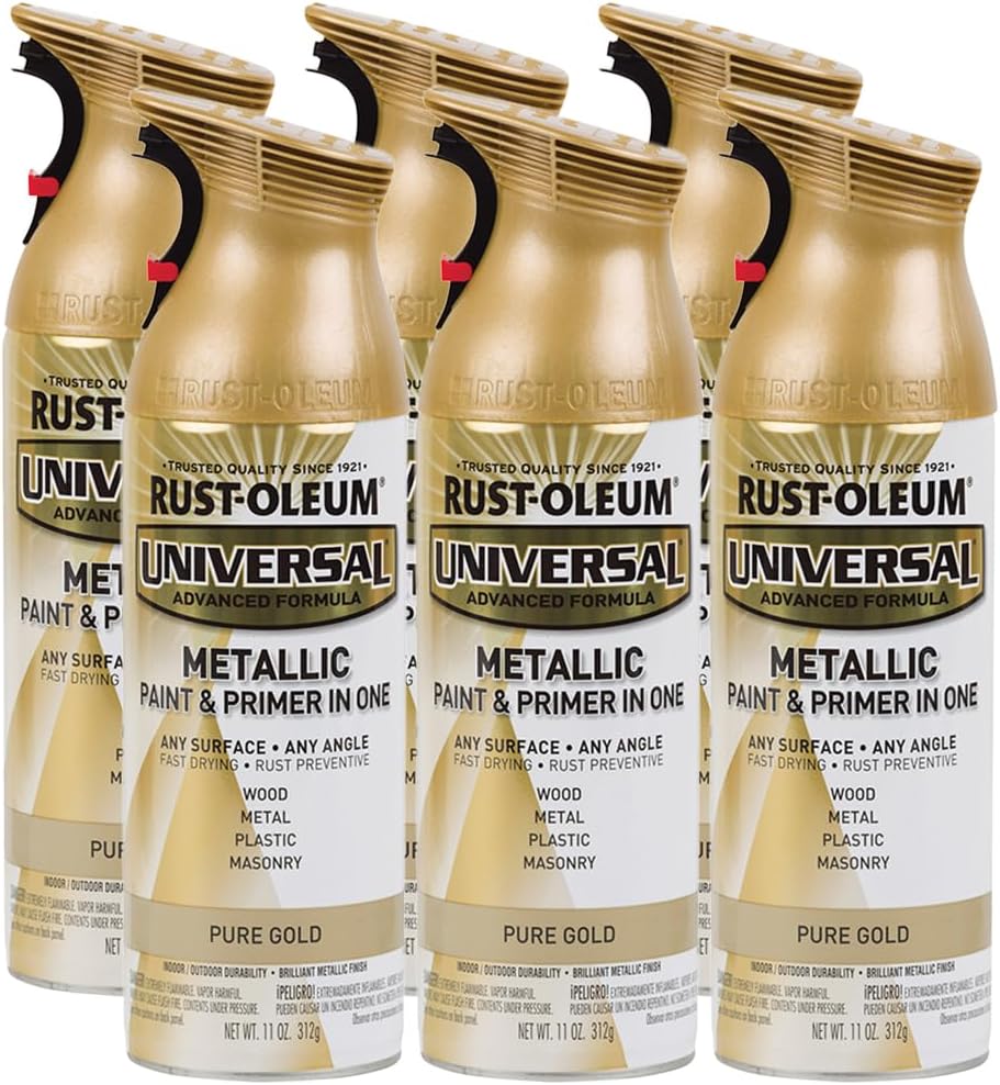 Rust-Oleum 245221-6 PK 245221 Universal All Surface Spray Paint, 11 oz, Metallic Pure, 6 Pack, Each, Champagne Gold Mist