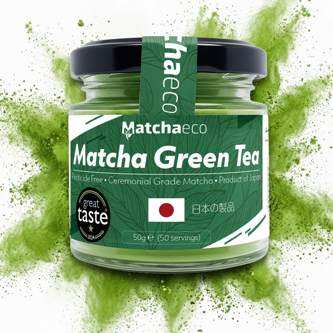 50g Japanese Matcha Green Tea Powder | Authentic Stone Ground Ceremonial Grade From Japan | Pesticide-Free Matcha Powder | Recyclable Jar And Lid | Vegan, Gift Ideas | 50g, Matcha