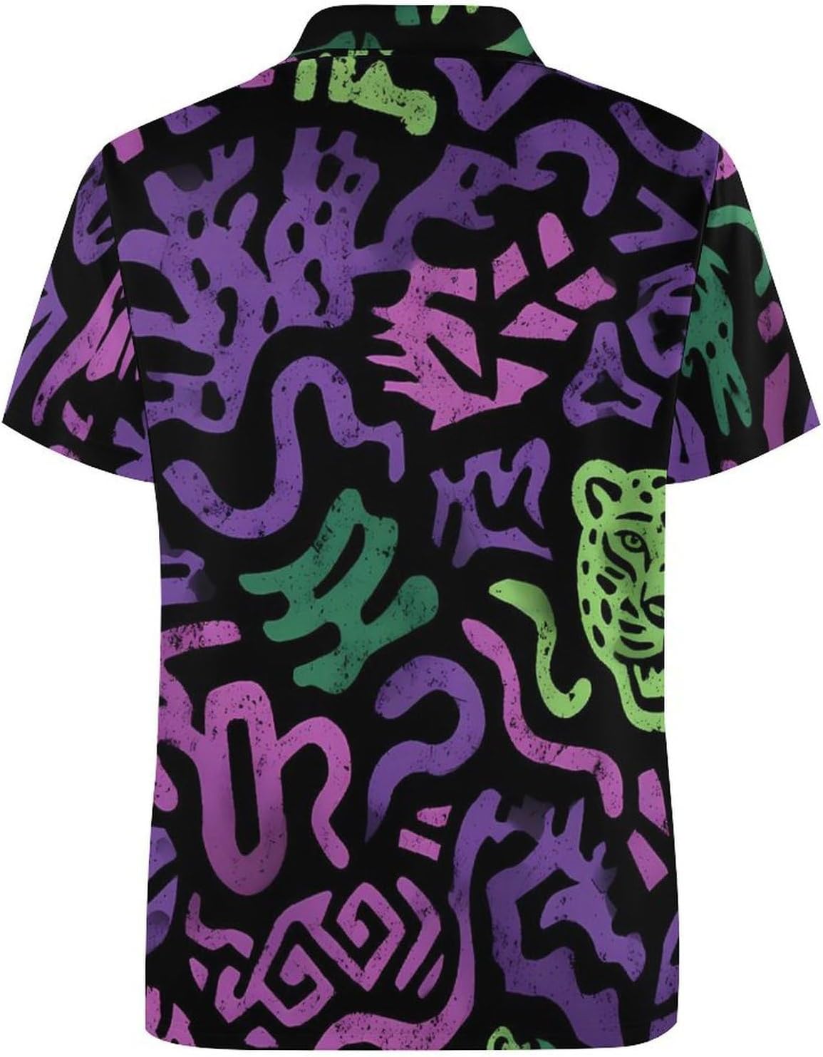 Neon Animal Graffiti Golf Polo Shirts for Men Casual T Shirts 5X-Large