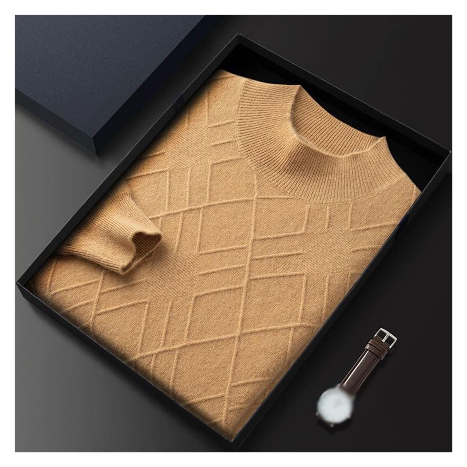 Pull en cachemire demi-col haut de qualité supérieure pour homme