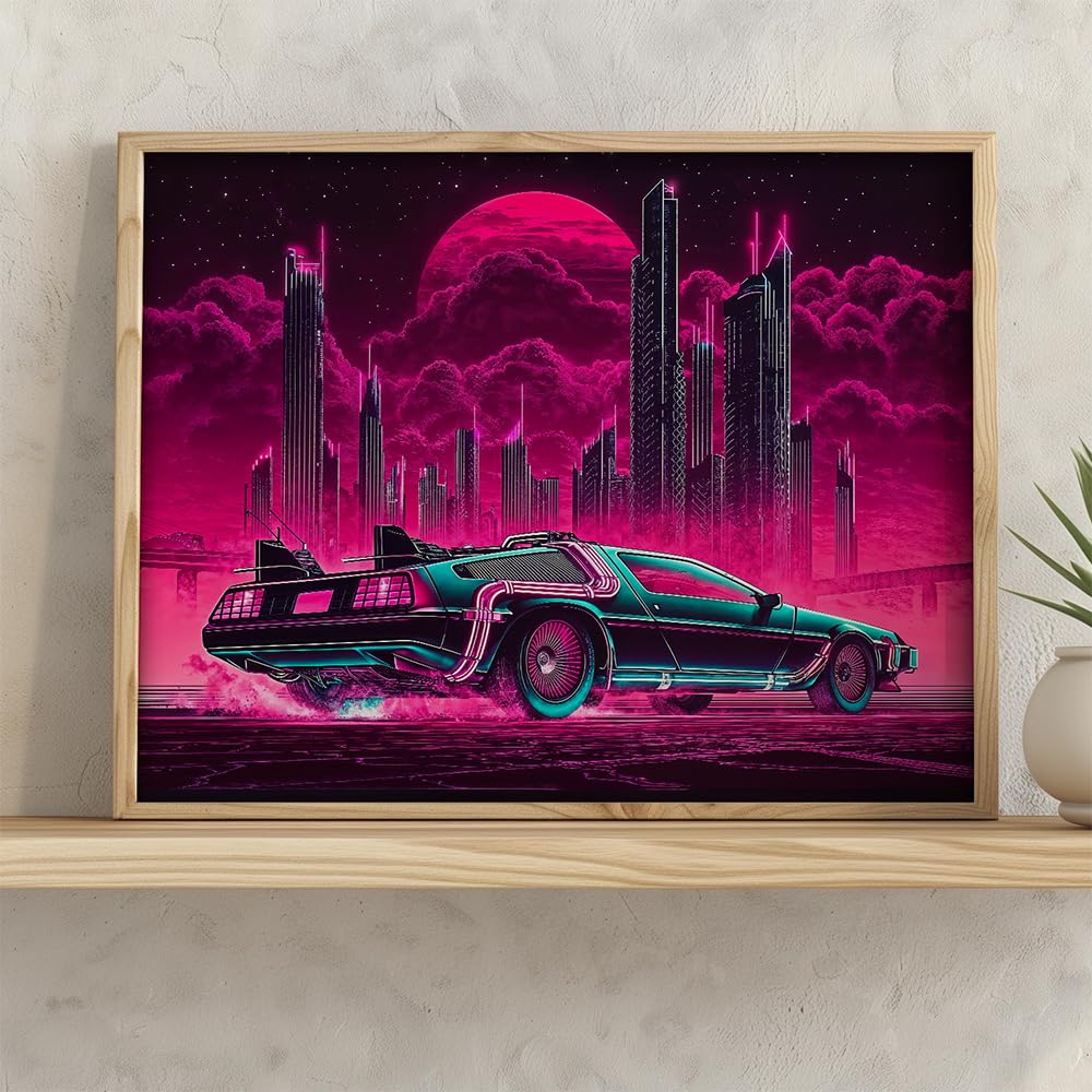 Amazon.com: Back to the Present - Cyberpunk DeLorean 11x14 Framed