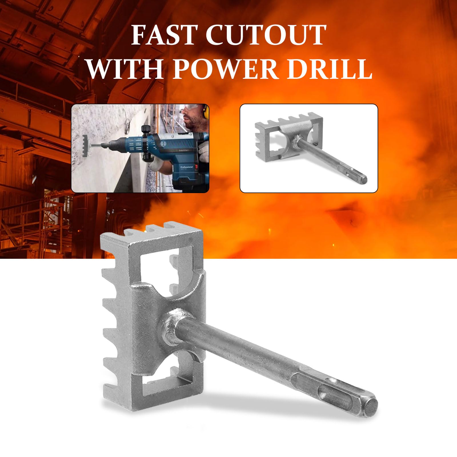 Square Hole Cutter for Electrical Box Manganese Steel Rectangle Slot Cutter for Square Drive Fast Wall Square Hole Puncher for Electric Hammer (2) - Image 4