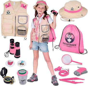 Kids Explorer Kit with Safari Vest & Hat for 3-7 Year Old Boys & Girls - Safari Costume & Dress Up as Zoo Keeper, Paleontologist - Giftable Outdoor Adventure Kit for Kids + Adventure Book