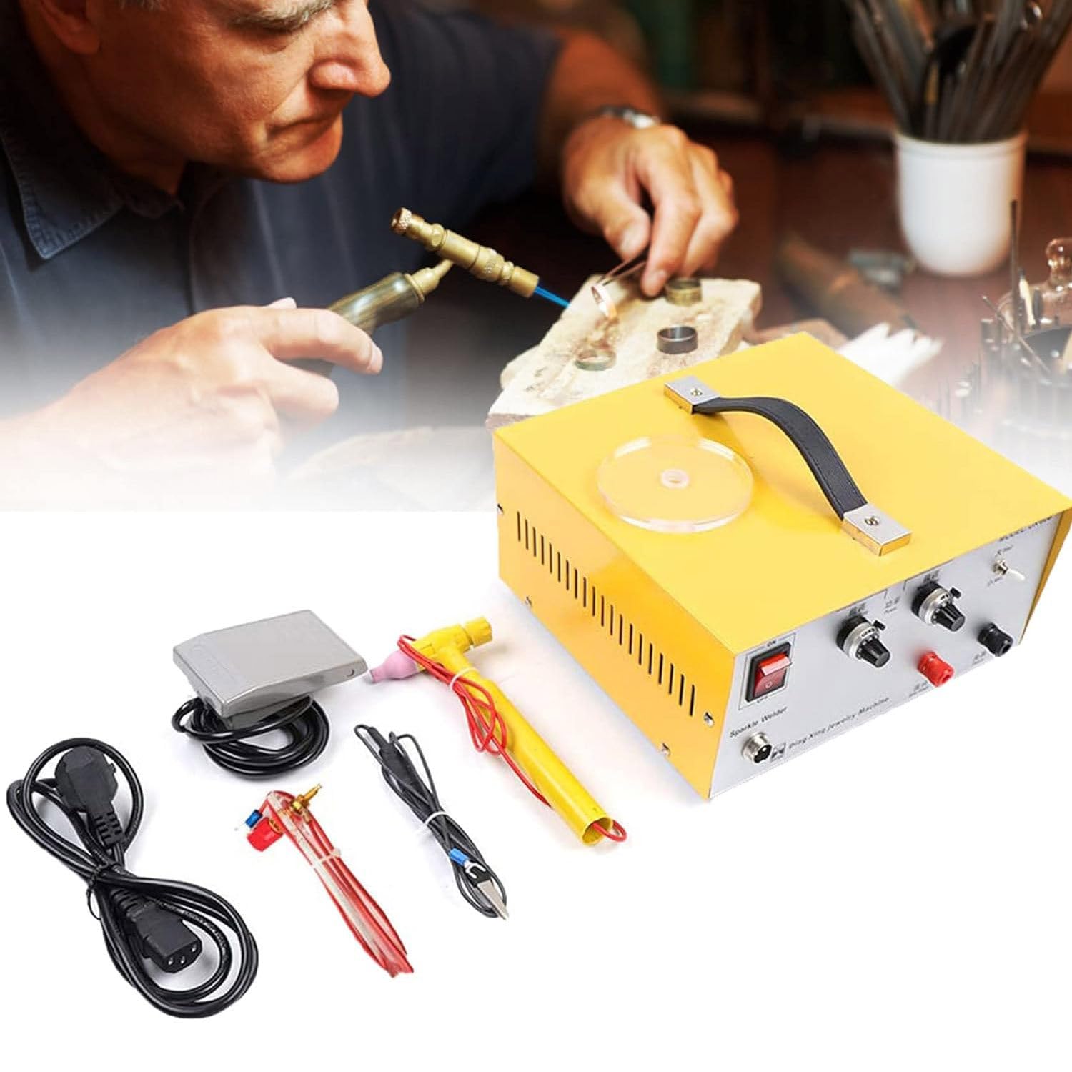 YMAOMAO Pulse Sparkle Spot Welder, Portable Spot Welder Machine DIY Kit, Permanent Jewelry Welder Kit Jewelry Spot Welder for Gold Silver Platinum Jewelry Welding,30A