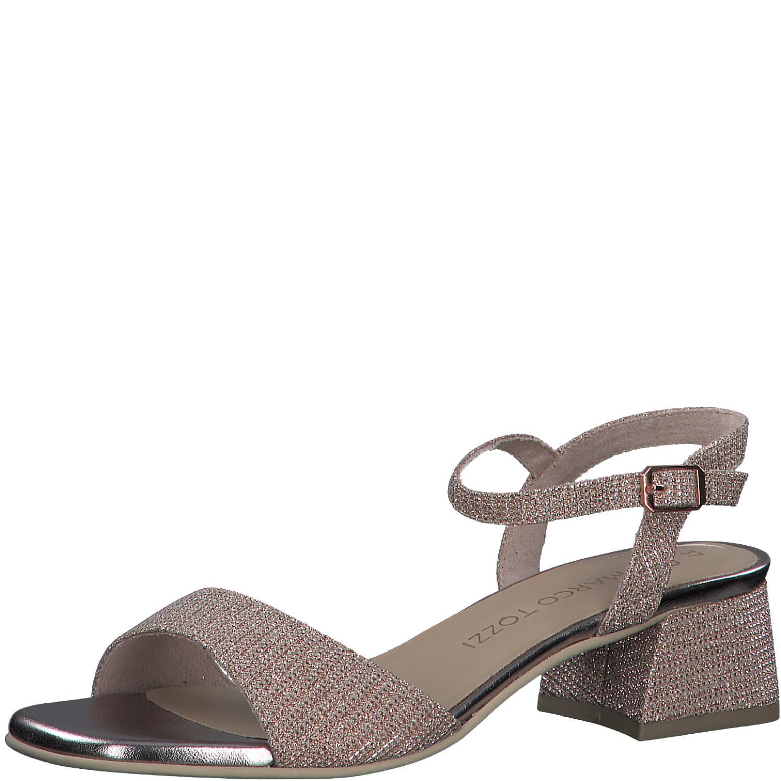 MARCO TOZZI Women's 2-28331-42 Heeled Sandal, Metallic Rose, 3.5