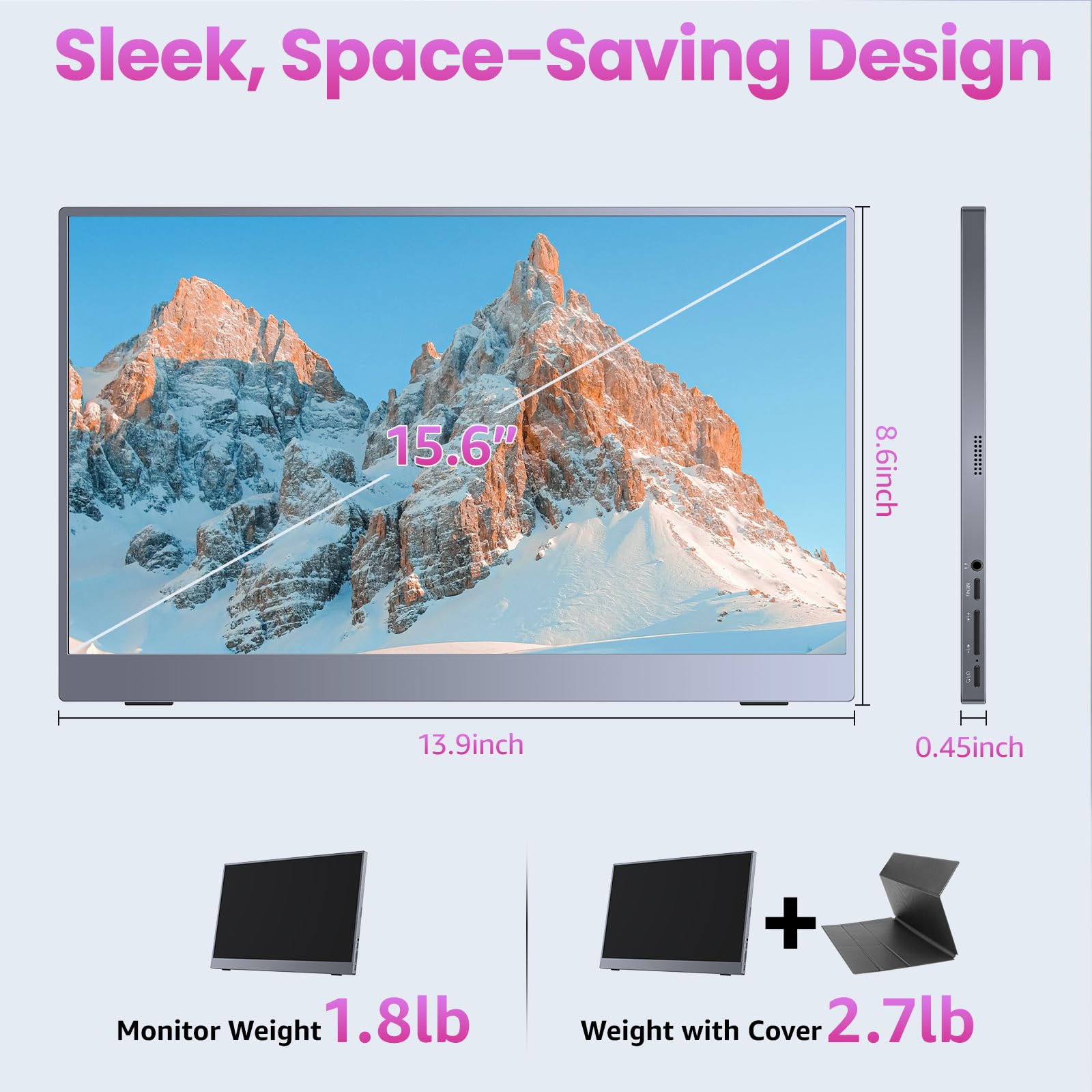 Amazon.com: kksmart Portable Monitor 15.6 inch 1080P FHD 86% sRGB