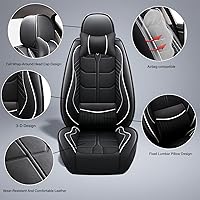 Vista 28 de URINOVET Funda de cuero para asiento de automóvil, fundas de asiento de lujo impermeables para KIA Forte Koup 2010-2016 (juego completo, café)