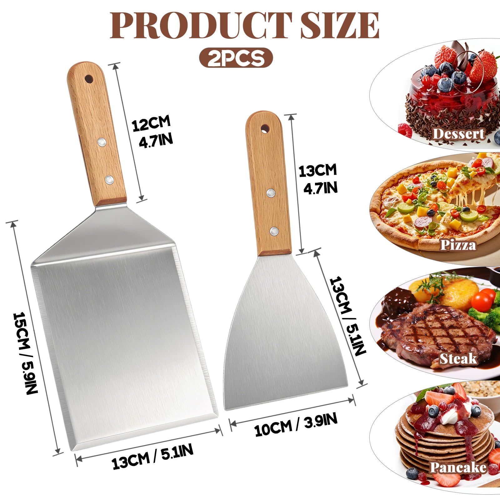 2 Pezzi Spatola Paletta Cucina Spatola per Pizza Cucina Attrezzi Spatola Barbecue Inox per Hamburger Pizza Grill Teppanyaki