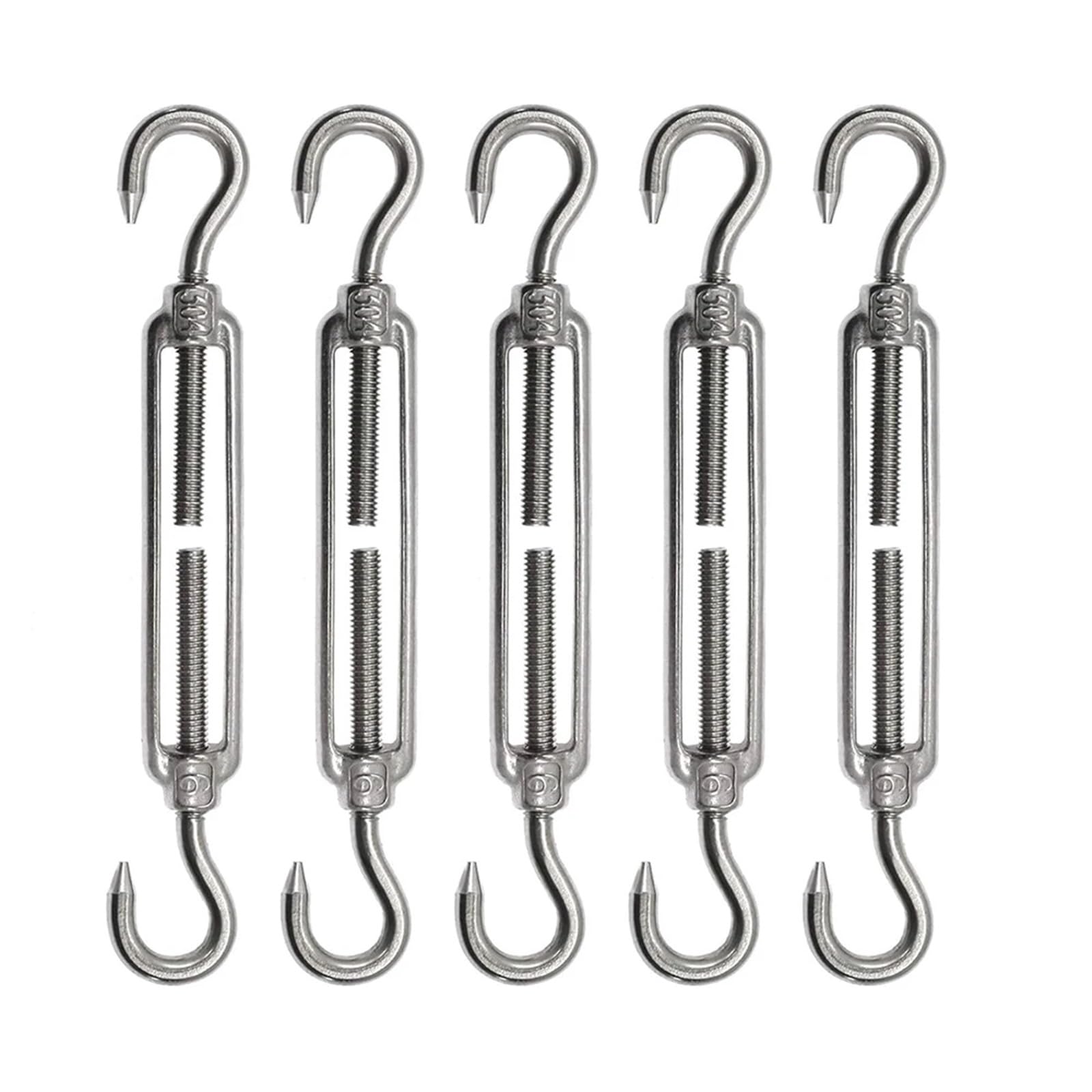 Produktbild von Antrader Spannschloss Haken/Haken – M6, 4 Stück, Edelstahl 304, Schwarz, 159–232 Mm Länge, Für Seile