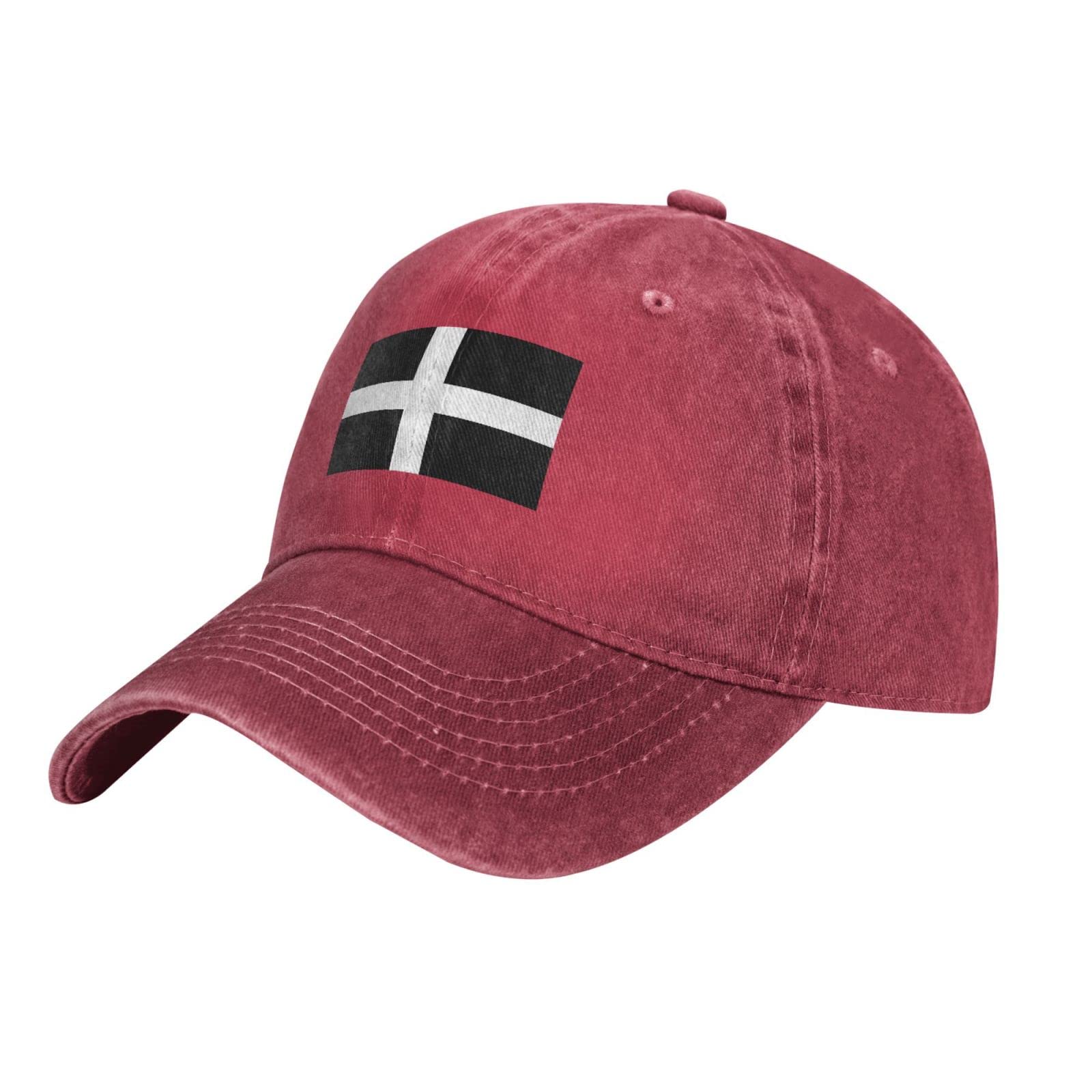 KWQDOZF Flag of Cornwall Baseball Cap for Men Women Hats Cotton Trucker Caps Adjustable Dad Hat Red