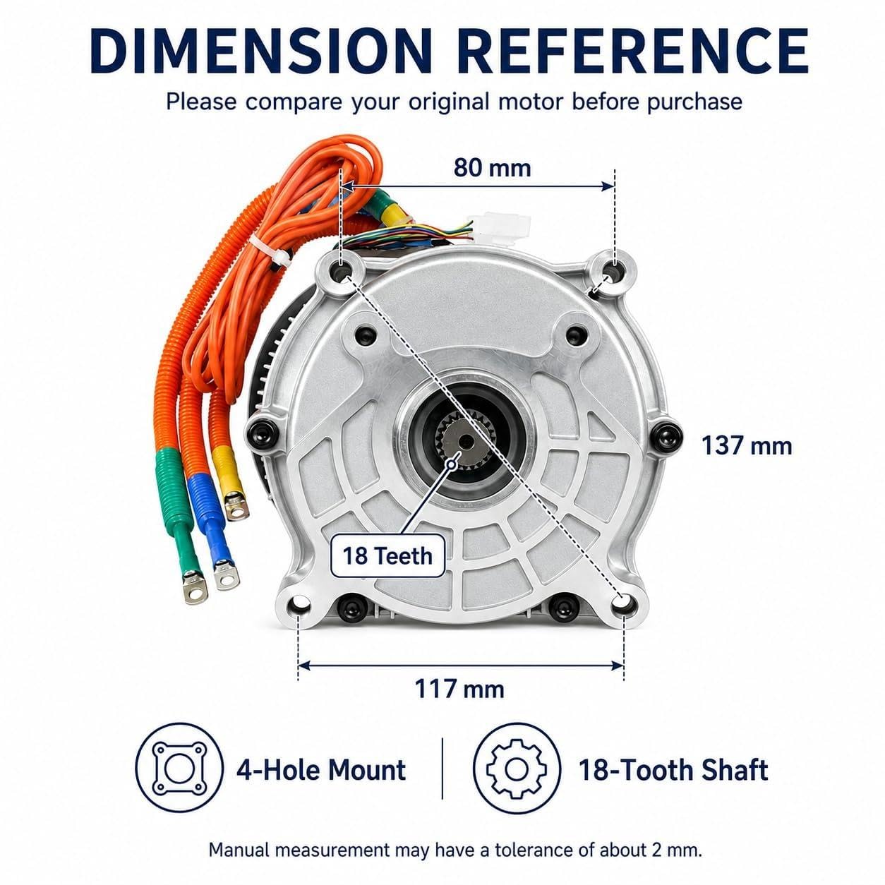 1500–4000 W Elektrischer Dreiradmotor (Bürstenlos), 60 V/72 V