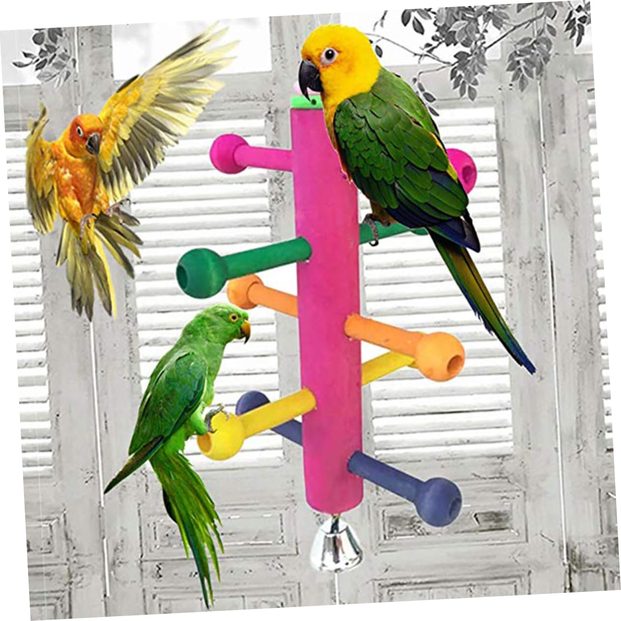 BESPORTBLE 3pezzi Scala Rotante Legno Per Uccelli Gioco Da Arrampicata Per Pappagalli e Altri Uccelli Accessori Per Gabbie Gioco Di Masticazione e Avventura Colori Casual