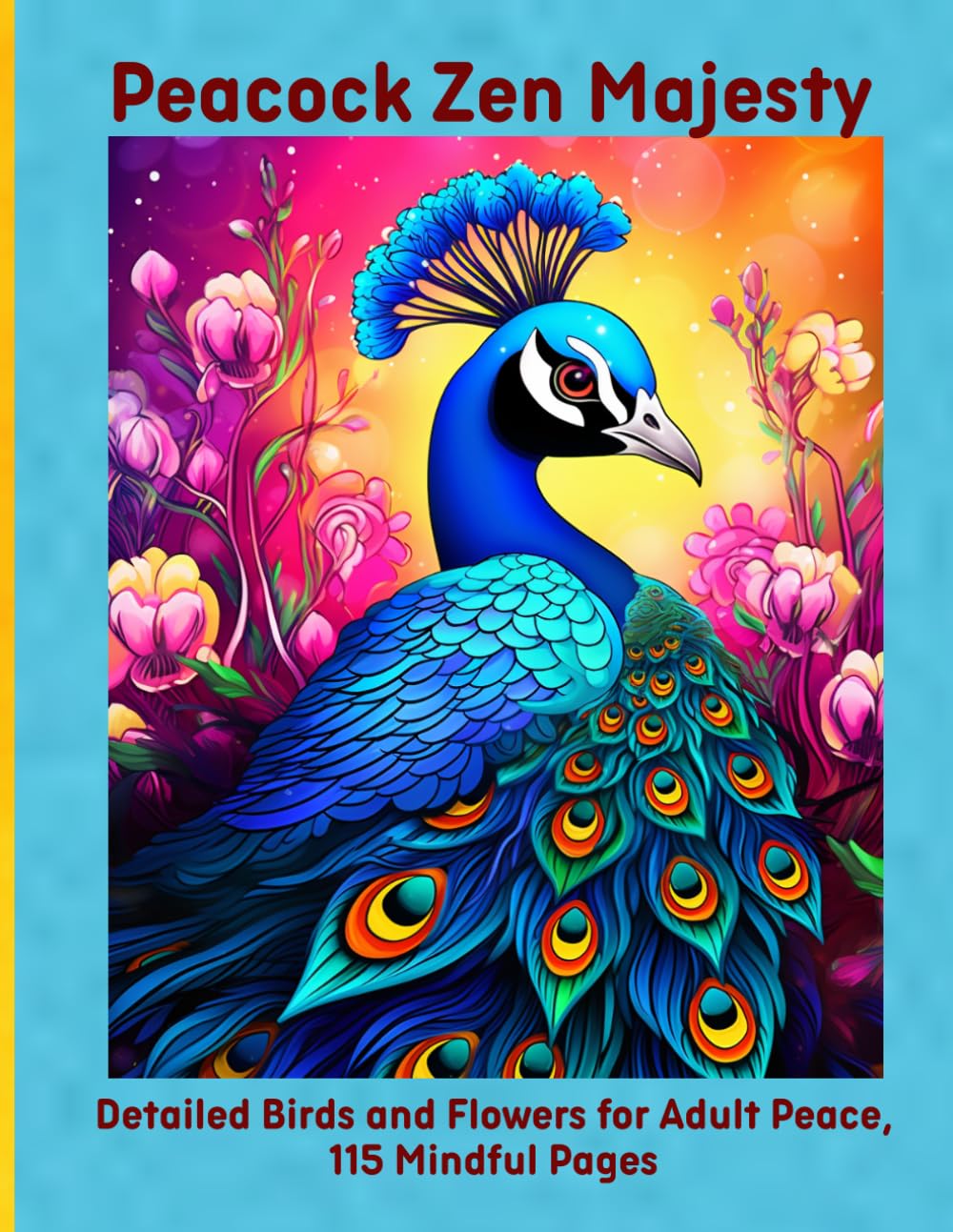 Peacock Zen Majesty: Detailed Birds and Flowers for Adult Peace, 115 Mindful Pages