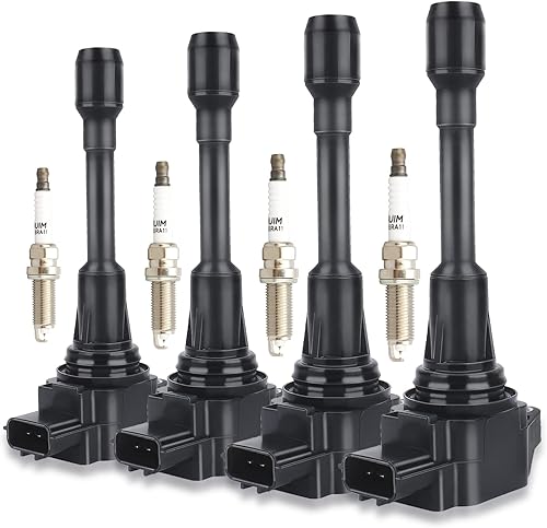 DRIVESTAR Juego de 4 bobinas de encendido de bujía de iridio UF549 1.8L 2.5L 2009-2013 para Nissan Cube 2007-2012 para Nissan Sentra Altima