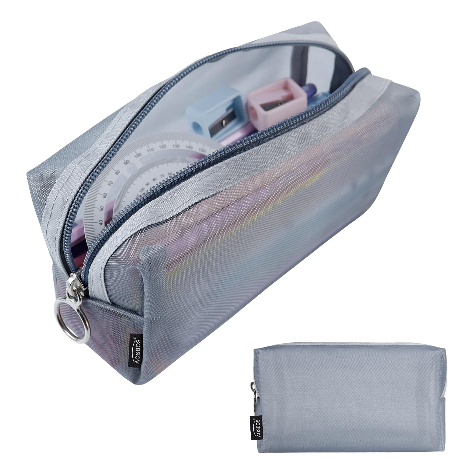 Aosbos Pencil Case Organizer Pen Holder Large Capacity Pencil Pouch Pencil Bags with Zipper Clear Pencil Box Pen Bag Case Pen Storage Pouch