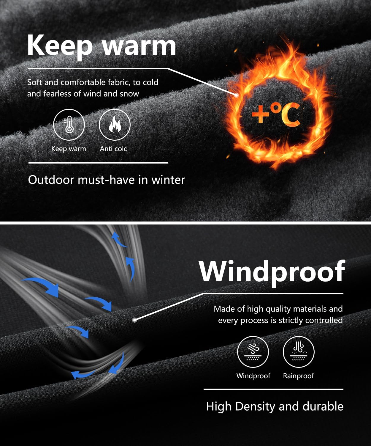 Men's Waterproof Winter Ski Jacket - Waterproof Fleece Lined Hooded Windproof Winter Snowboard Jacket - Image 4