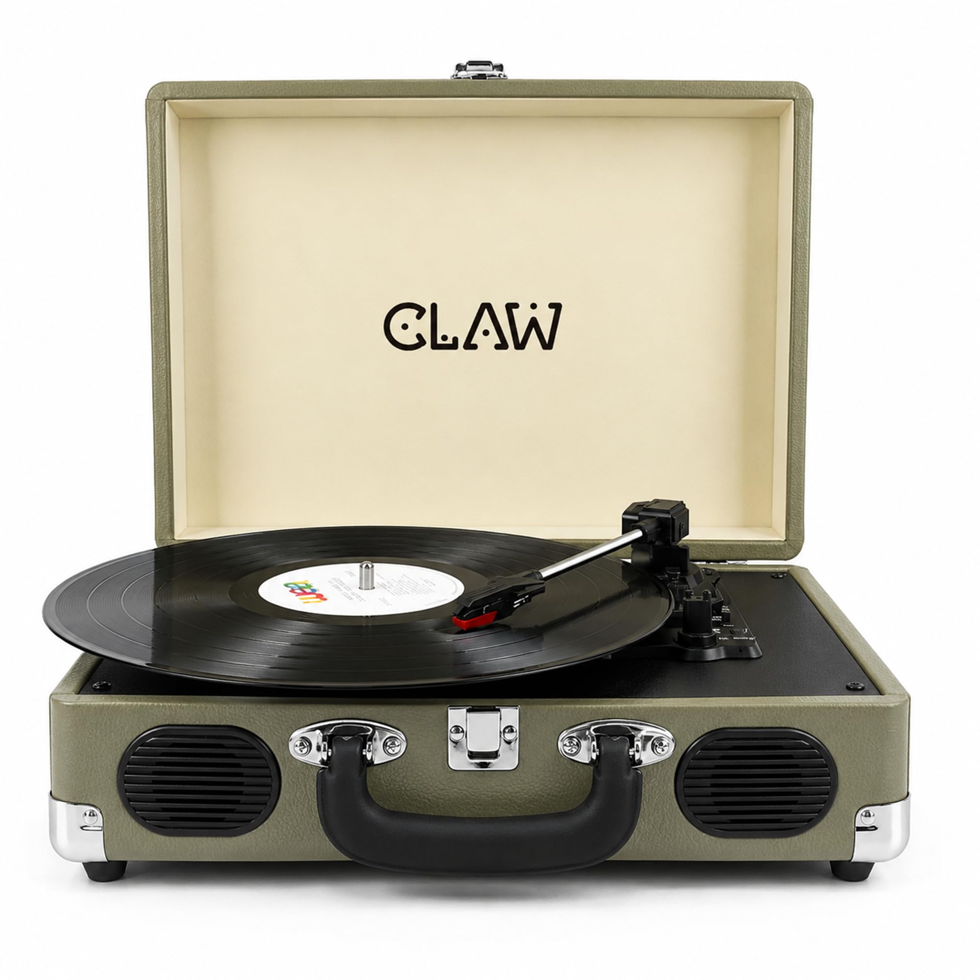 CLAW Stag Portable Pro Bluetooth Turntable | 2x5W Speakers | Celadon Cream | 3 Speed| RCA Out| AUX IN| Headphone Jack|Auto Stop| Volume Knob| Vintage Suitcase Design Vinyl Record Player-image-35
