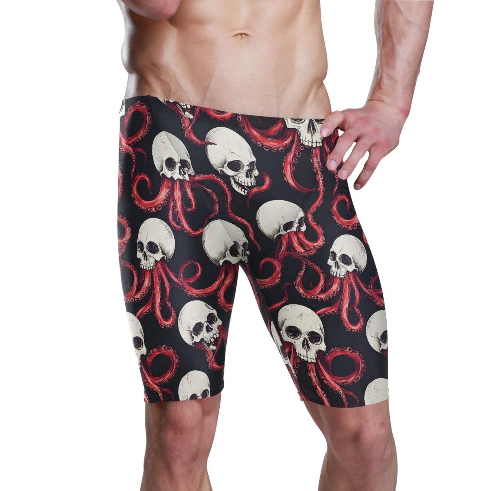 UMIRIKO Gothic Skull Red Octopus Men's Athletic Swimwear Jammers Swimsuits Racing Training Pants M 202b8459