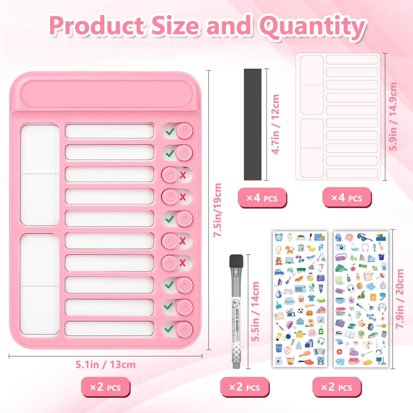 Audab 2Pcs Dry Erase Chore Chart for Kids Magnetic Checklist Board, My Chores Slider Chart to Do List Board - Image 4