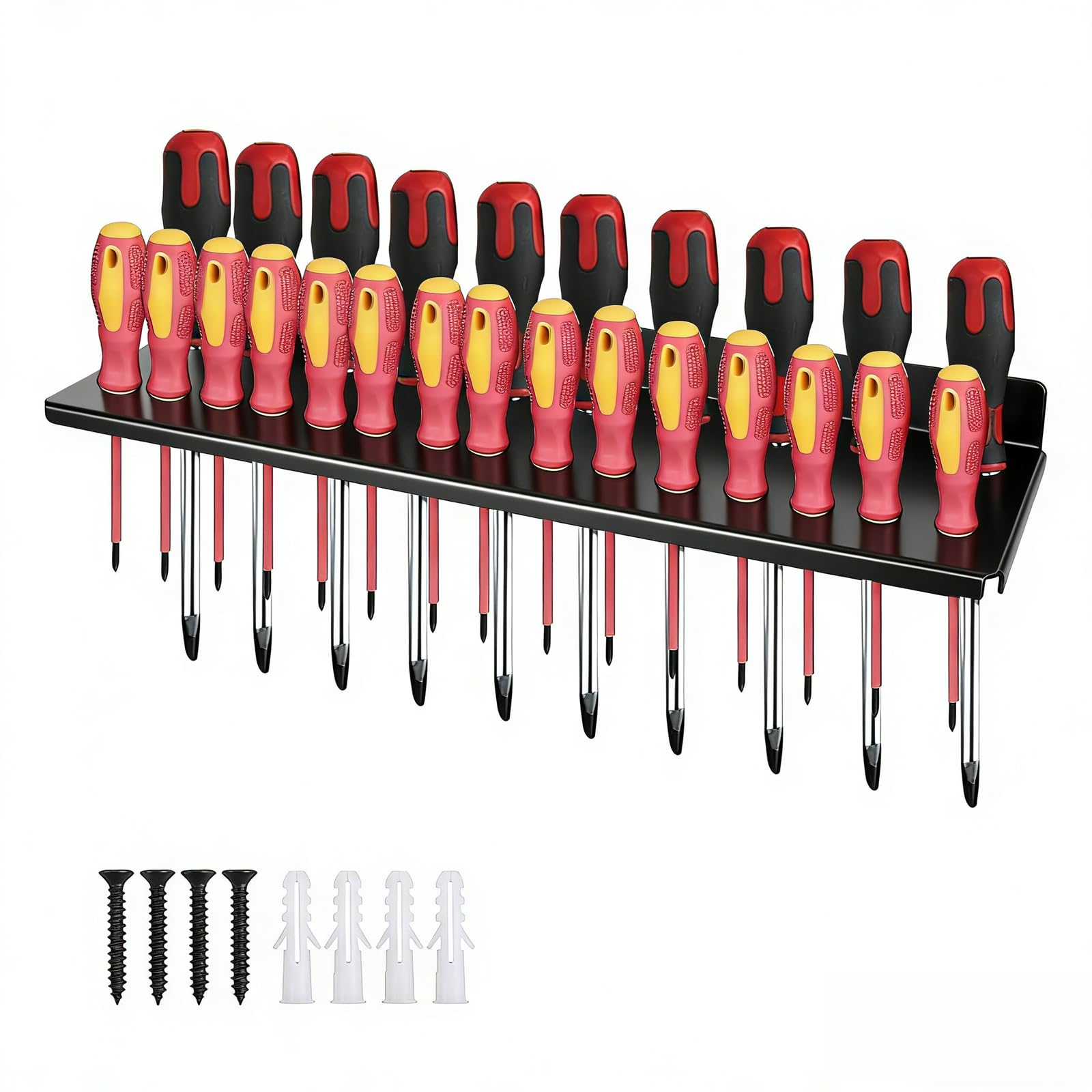 Porte Outils Mural - Support Tournevis en Métal avec 25 Emplacements - Rangement Pratique et Espace Optimisé pour Garage, Atelier et Travaux