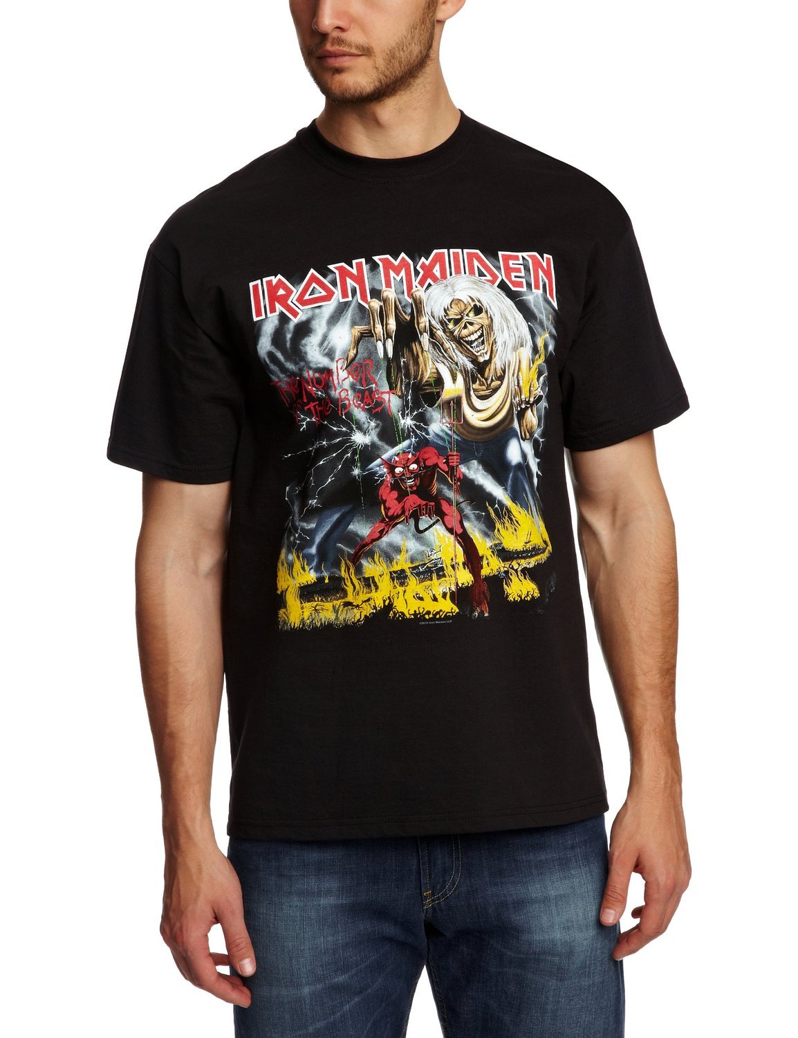Rock Off Officially Licensed Products Men's Black Iron Maiden Number Of The Beast Official Tee T-Shirt Unisex (Xx-Large)