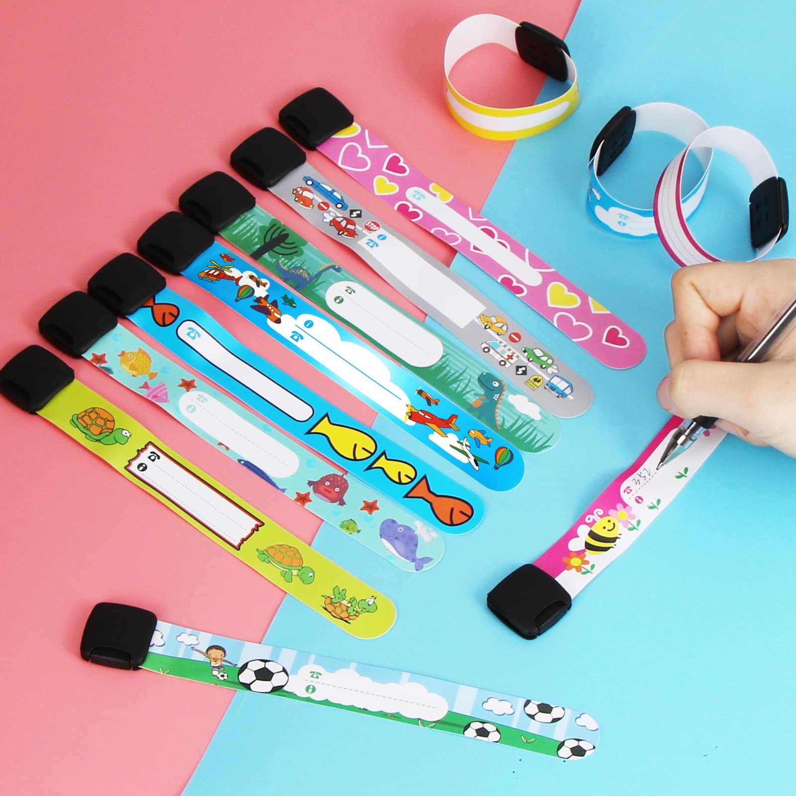 Bracelet Securite Enfant 12 Pack Bracelet Identification Enfant Bracelet Securite ID Bracelet，Imperméable et réutilisable，Convient aux activités de plein air des enfants
