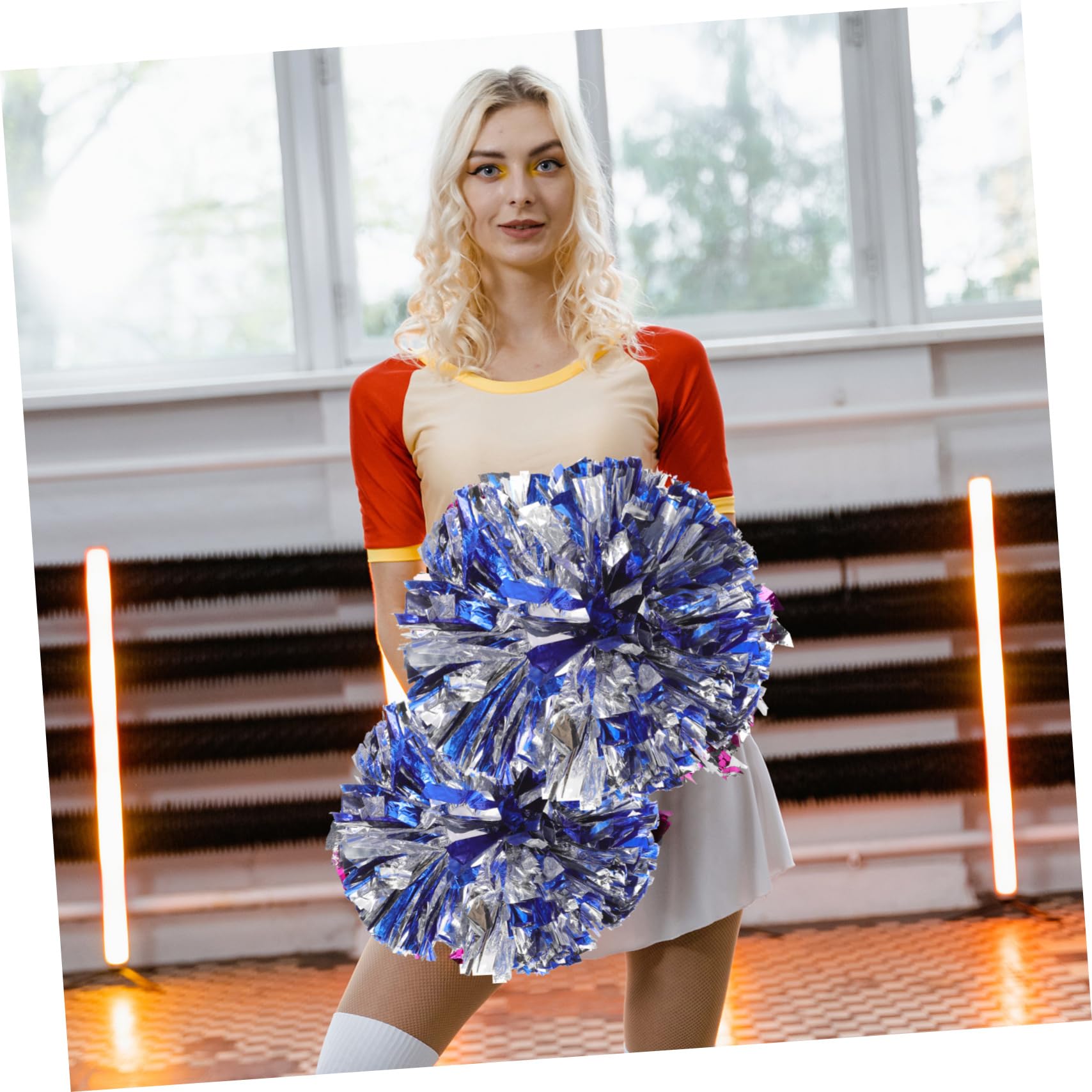 Amazon.com : BESPORTBLE 2Pcs Blue and White Cheerleading Pom Poms
