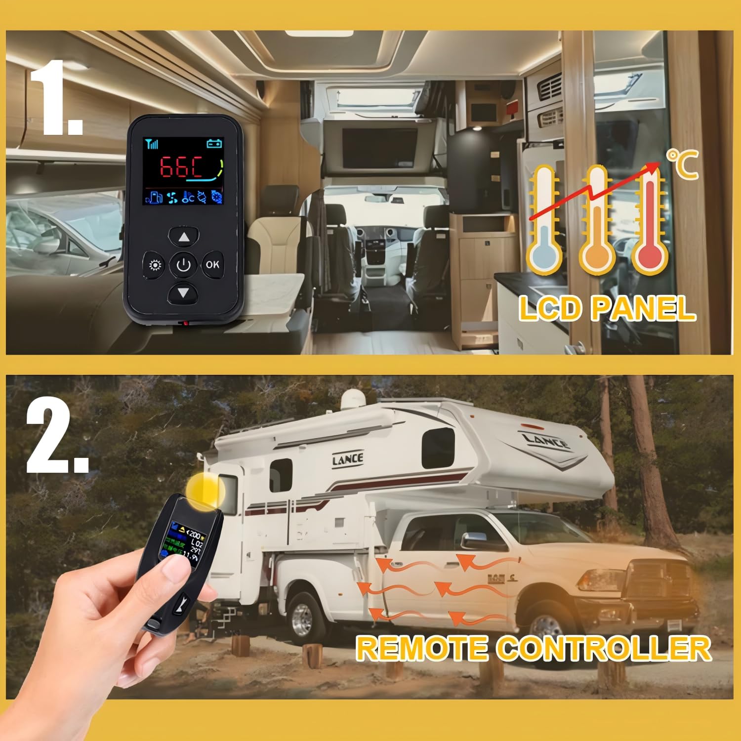 5 kW 12 V Calefacción hidrónica de refrigerante, con control remoto, combustible líquido, calefacción diésel, preparación de agua caliente, control de temperatura, programable, para barco