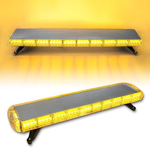 CUMART - Barra de luz estroboscópica de advertencia de emergencia de alta intensidad de 47 pulgadas, color amarillo ámbar, de bajo perfil, para