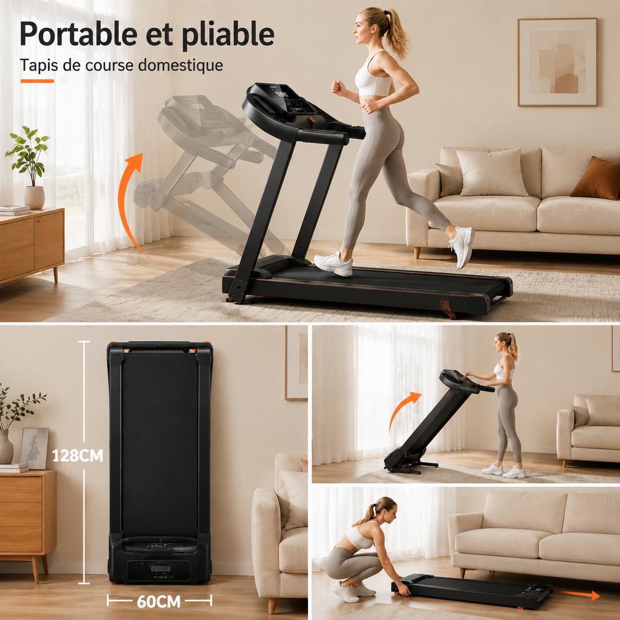 Cinta de correr plegable con inclinación al 15 %, motor sin escobillas de 3,0 HP, silencioso <45 dB, 12 + 3 programas inteligentes, amortiguación de 7 capas, sensores cardiovasculares, ahorra