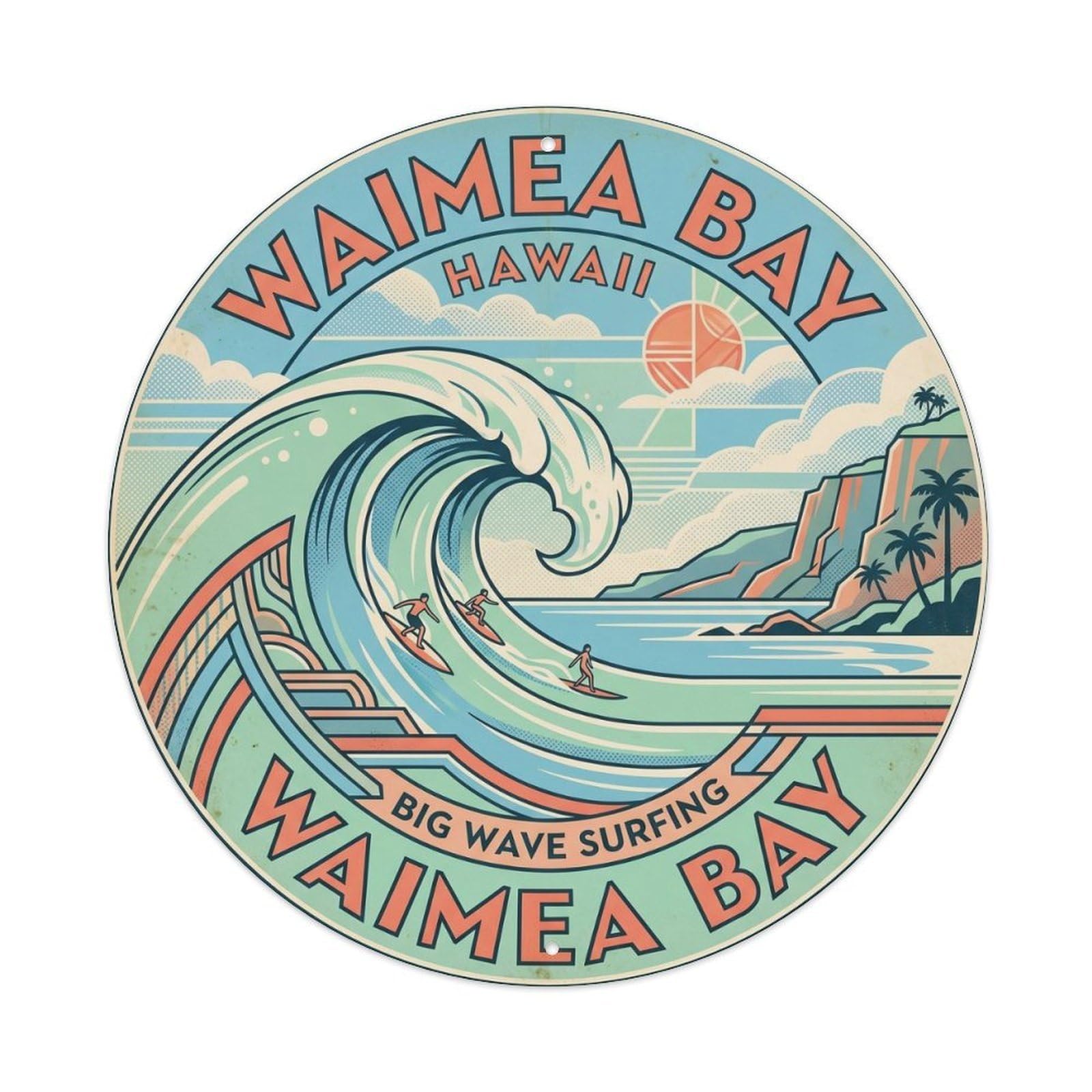 Waimea Bay Big Wave Hawaii North Pacific Beach Surf Metal Tin Sign