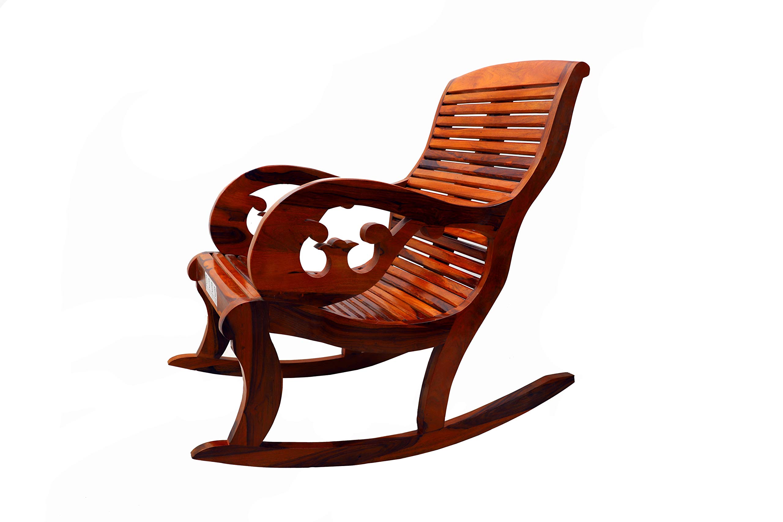Santosha Decor Sheesham Wood Stylish Rocking Chair for Living Room Teak Finish