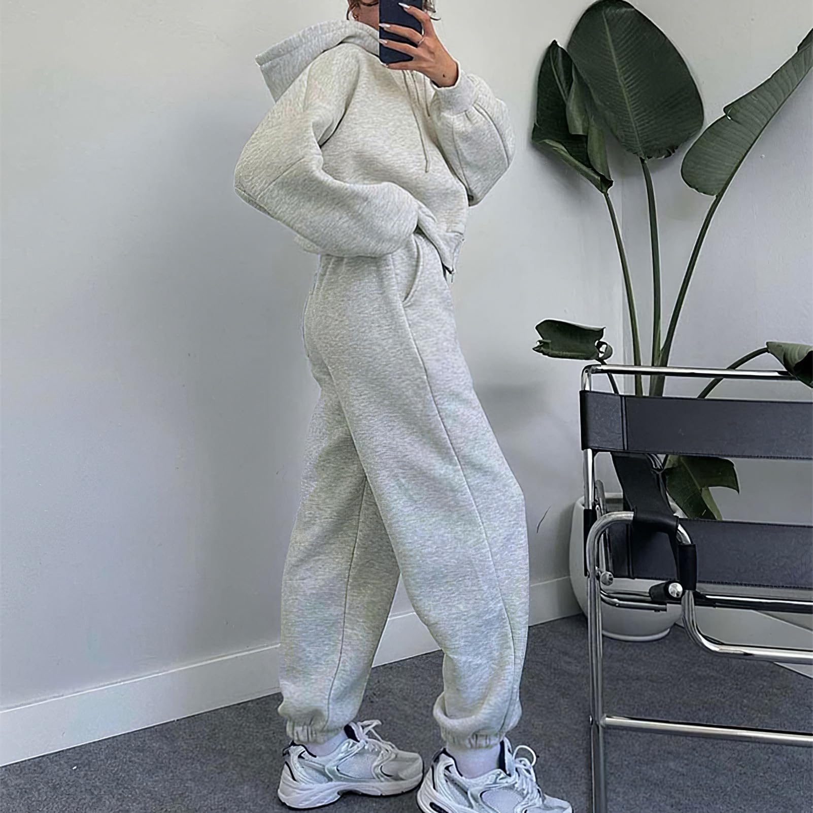amropi Survêtement Femme 3 Pièces Ensemble de Veste à Capuche et Gilet Débardeur et Pantalon Jogging