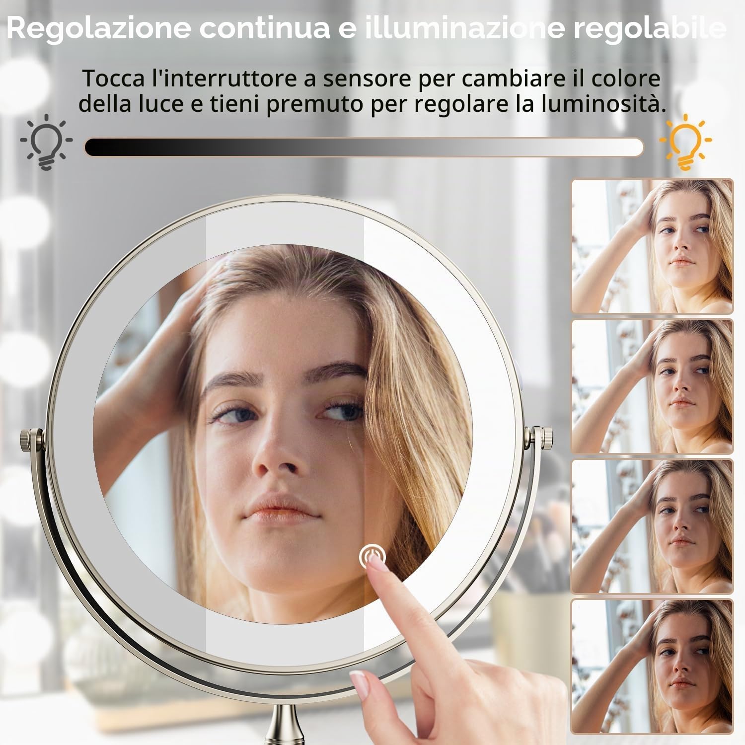 JutyumSpecchio cosmetico con ingrandimento 1X/10X, illuminazione a LED e montaggio a parete