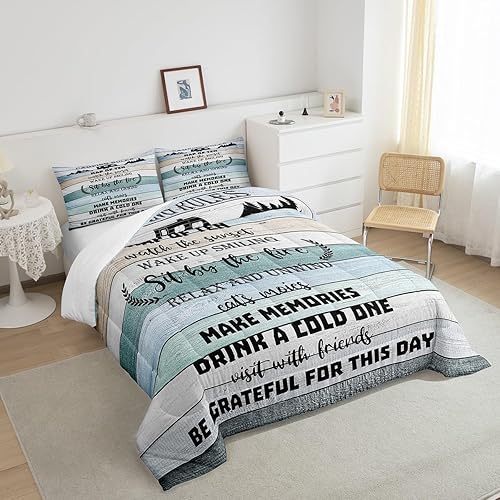 Miniatura 4 de Erosebridal Juego de ropa de cama con reglas de campamento, juego de edredón para cámper, tamaño Queen para niños, adolescentes, decoración de